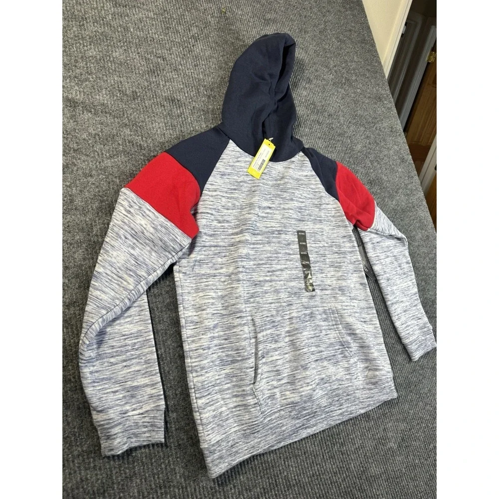 Hollywood‎ The Jean People Boys Gray Navy Red Colorblock Pullover Hoodie Size 18